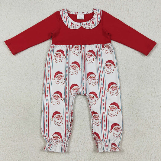Baby Girls Rompers Red Christmas Santa Stripe Ruffle Rompers LR2331 7.19