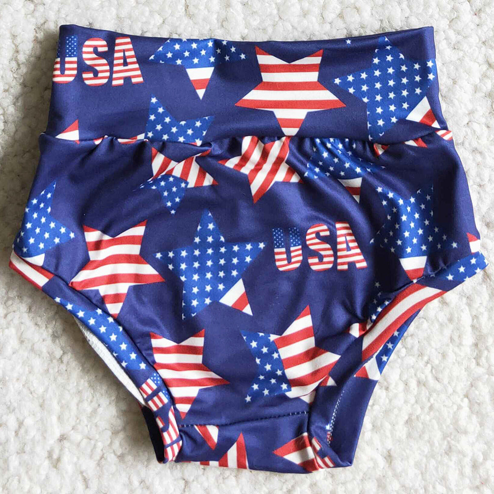 Boutique Baby Girls Bummies Set July 4th Summer Girls Clothing Star Printed Bummies Outfit D10-5