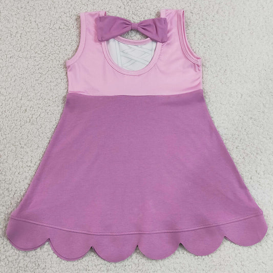 Baby Girls Dress Hot Pink Sleeveless Cartoon Scallop Knee Length Dress GSD2518