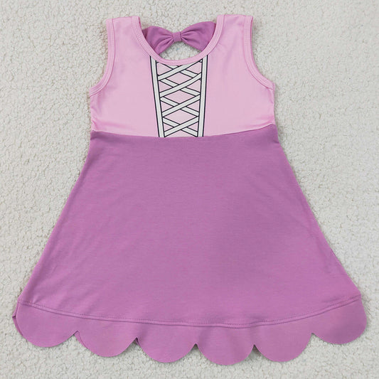 Baby Girls Dress Hot Pink Sleeveless Cartoon Scallop Knee Length Dress GSD2518