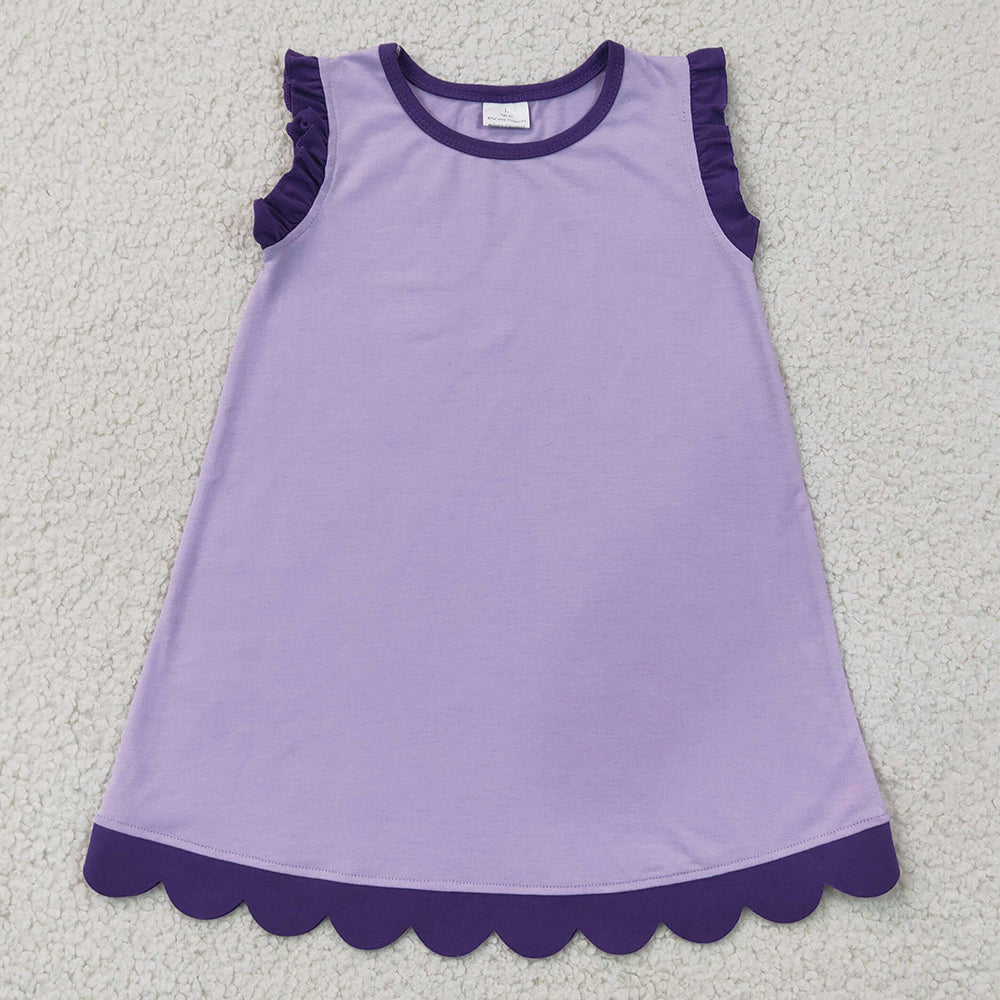 Baby Girls Dress Purple Lavender Sleeveless Scallop Knee Length Dresses GSD4051