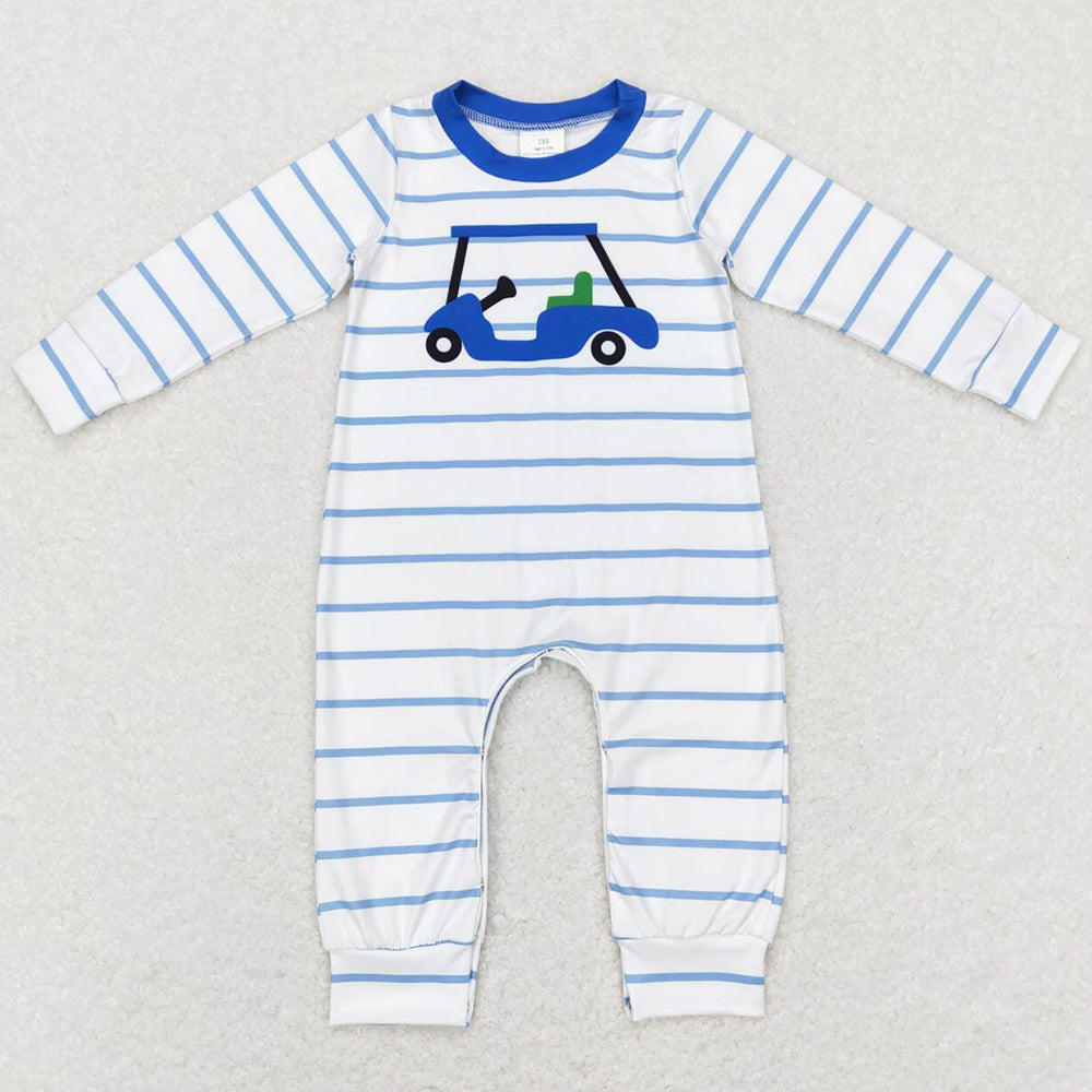 Baby Boys Romper Golf Blue Stripes Long Sleeve Rompers LR0848