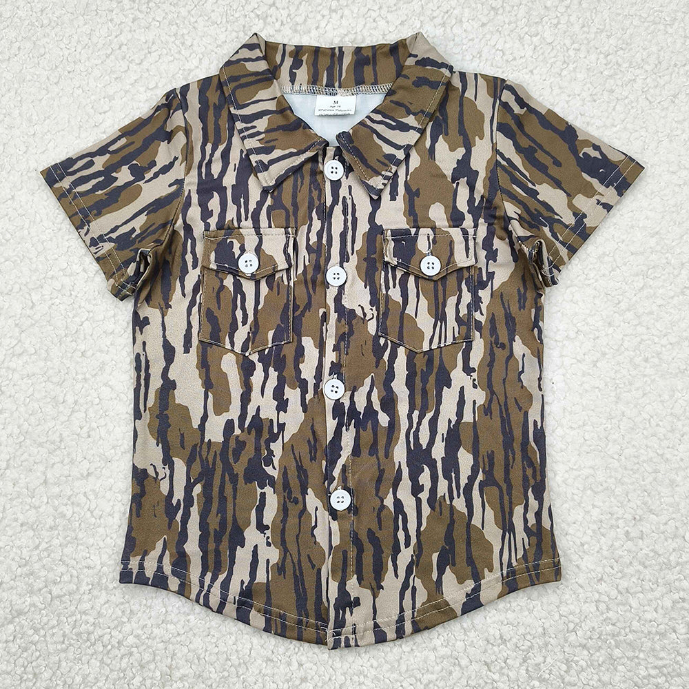 Baby Boys T-shirts Bottomland Camo Short Sleeves Button Pockets Shirts Tops BT1201 4.9