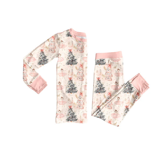 Preorder (moq 5)Baby Girls Long Sleeves Trees Dancers Top Pant Pajamas Sets 6.10
