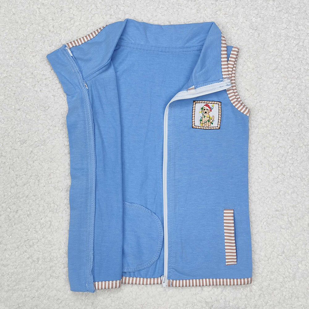 Baby Kids Clothes Christmas Dog Zip Pocket Vest Tops BT0860