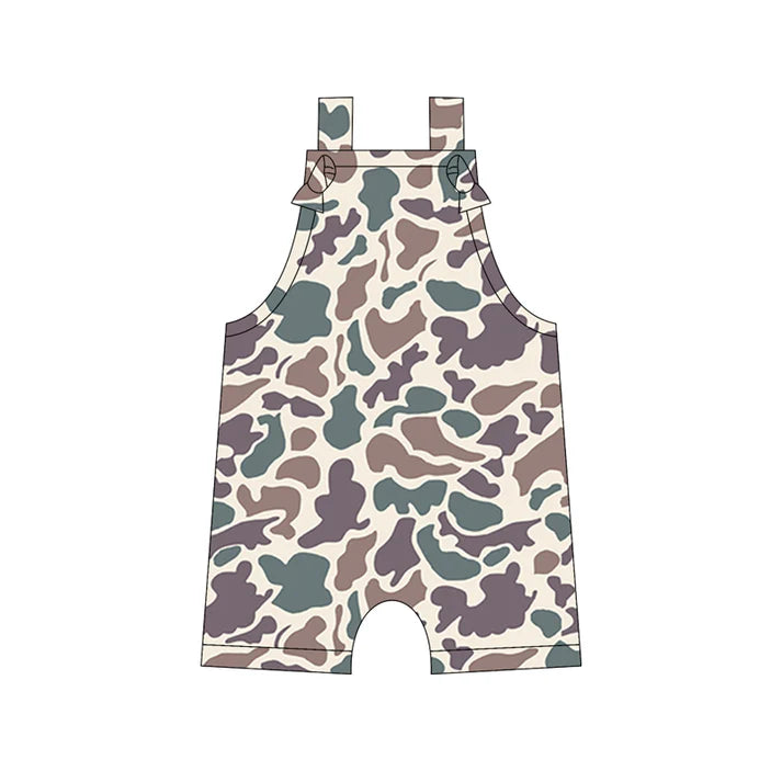 Preorder moq 5 Baby Boys Straps Grey Camouflage Rompers 5.12