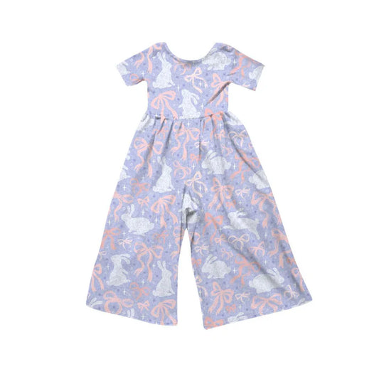 Preorder(moq 5) Baby Girls Lavender Rabbits Bows Easter Pant Jumpsuits 10.15