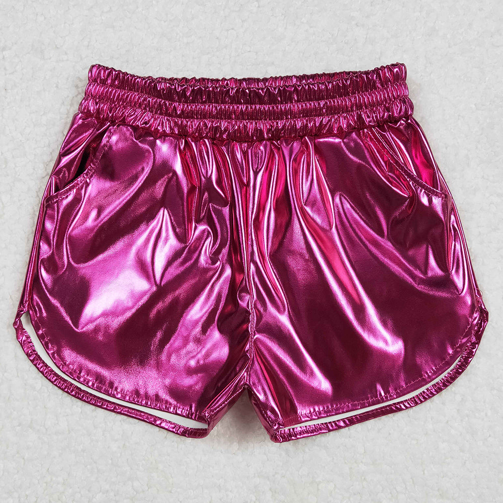 Baby Girls Shorts Hotpink Pocket Leather Elastic Bottom Shorts SS0414 3.1
