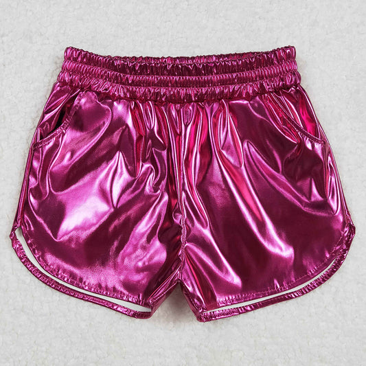 Baby Girls Shorts Hotpink Pocket Leather Elastic Bottom Shorts SS0414 3.1