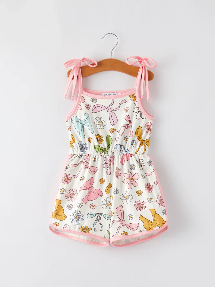Preorder moq 5 Baby Girls Colorful Bows Straps Jumpsuits 4.23