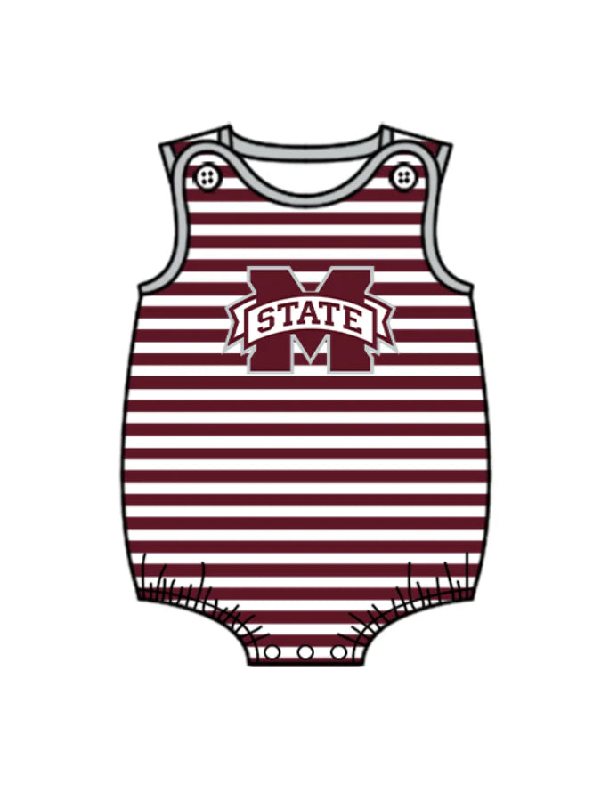 Preorder (moq 5)Baby Boys Red Stripe State Team Rompers 12.24