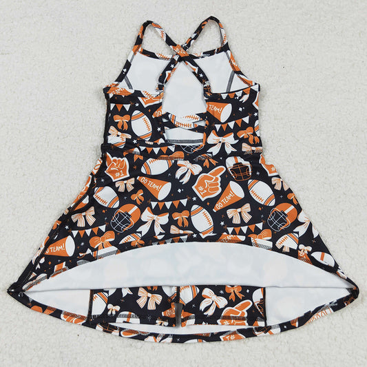 Baby Girls Dress Strap Bows Footballs Shorts Team Yoga Active Knee Length Dress GSD2777 8.16