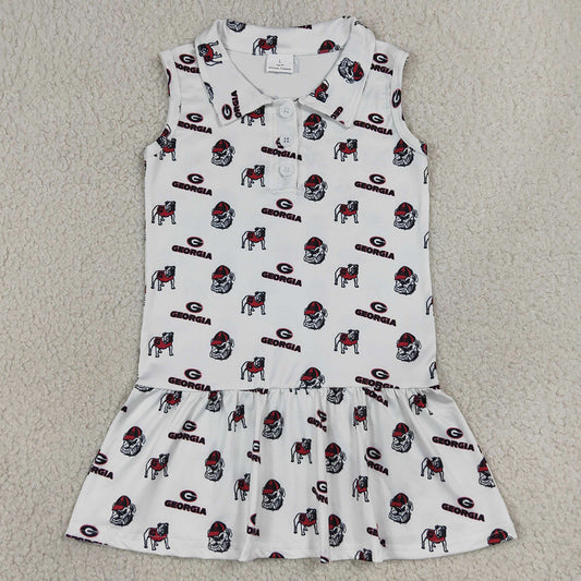 Baby Girls Dress Sleeveless Georgia Team Button Knee Length Dresses GSD3865