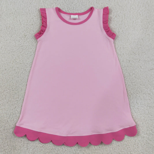 Baby Girls Dress Pink Sleeveless Scallop Knee Length Dresses GSD4052
