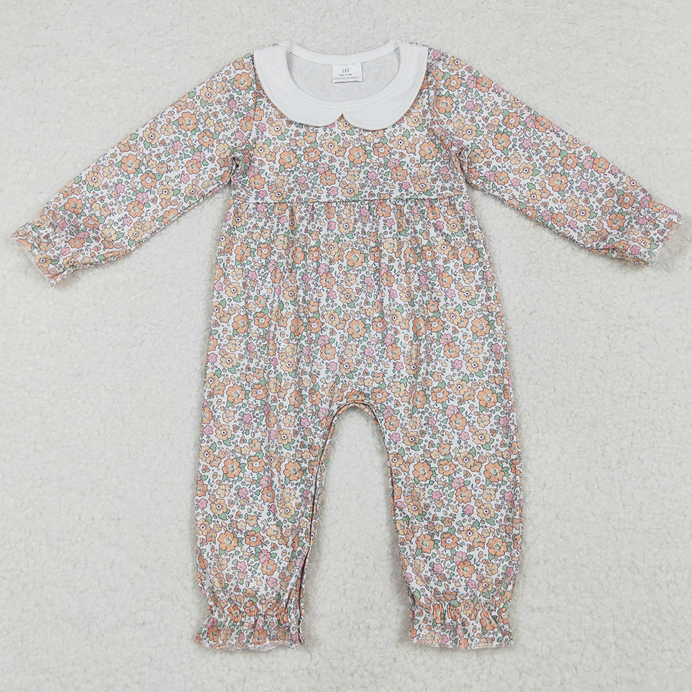 Baby Infant Girls Rompers Pink Flowers Long Sleeve Rompers LR1238