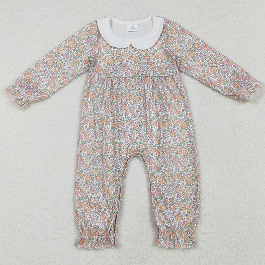 Baby Infant Girls Rompers Pink Flowers Long Sleeve Rompers LR1238