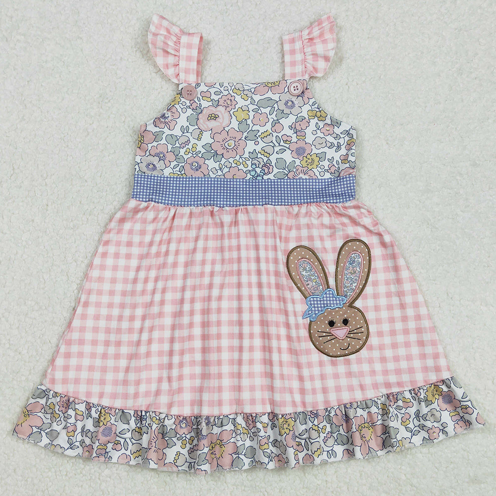 Baby Girls Dress Easter Rabbits Embroidery Floral Ruffle Knee Length Dresses GSD0593 3.1