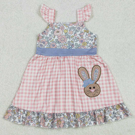 Baby Girls Dress Easter Rabbits Embroidery Floral Ruffle Knee Length Dresses GSD0593 3.1