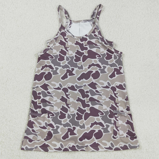 Baby Girls Dress Strap Gray Camo Pockets Yoga Knee Length Dresses GSD2719 9.1