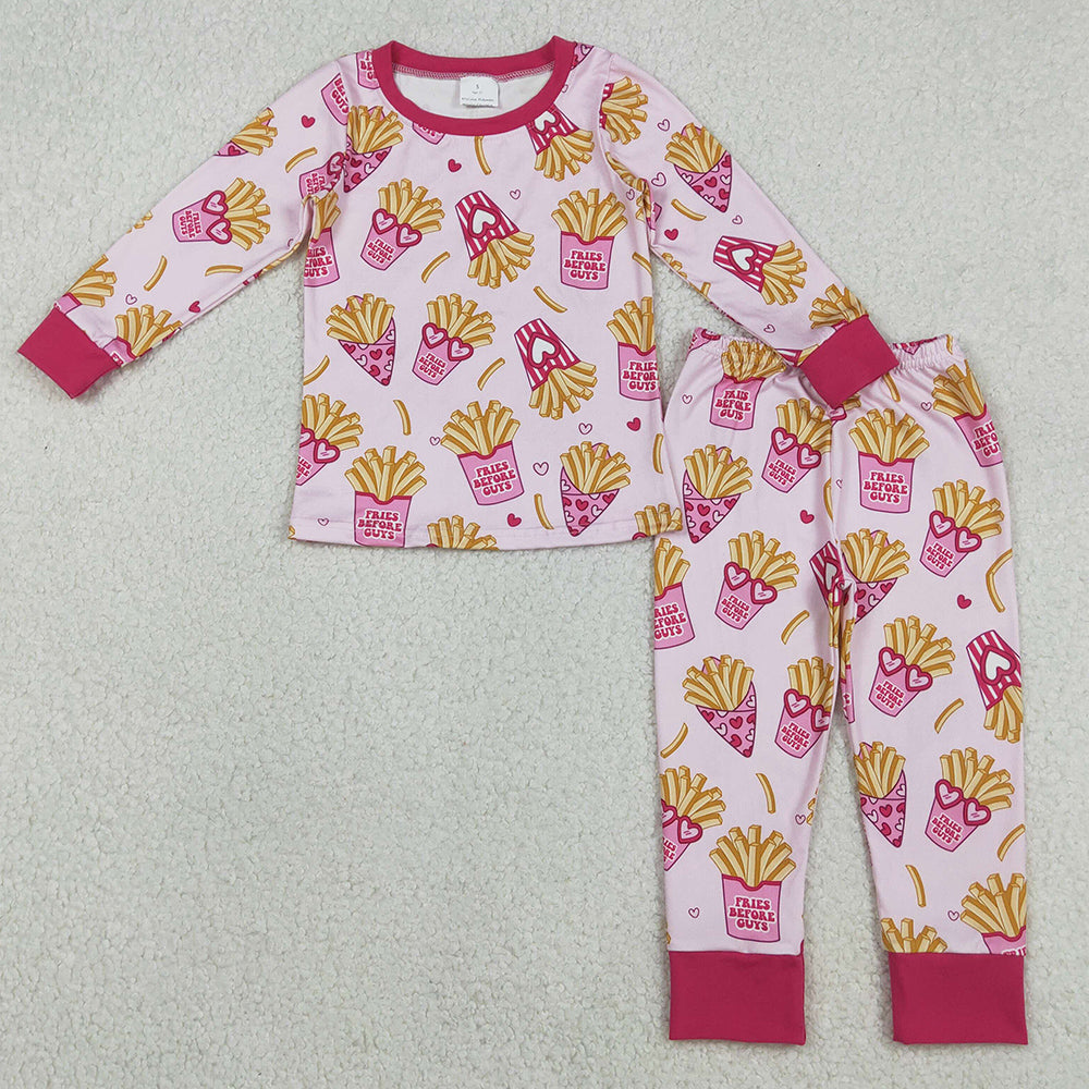 Baby Girls Pajamas Pink Hearts Chips Top Pants Valentines Pajamas Sets GLP3065 12.2
