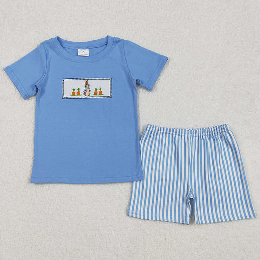 Baby Boys Clothes Easter Rabbit Carrots Shirt Stripes Shorts Sets BSSO1026 3.1