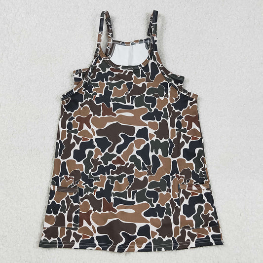 Baby Girls Dress Strap Dark Brown Camo Pockets Knee Length Yoga Dresses GSD2721 9.1