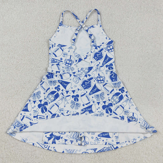 Baby Girls Dress Strap Go Team Bows Cheer Shorts Yoga Active Knee Length Dresses GSD2778 9.5