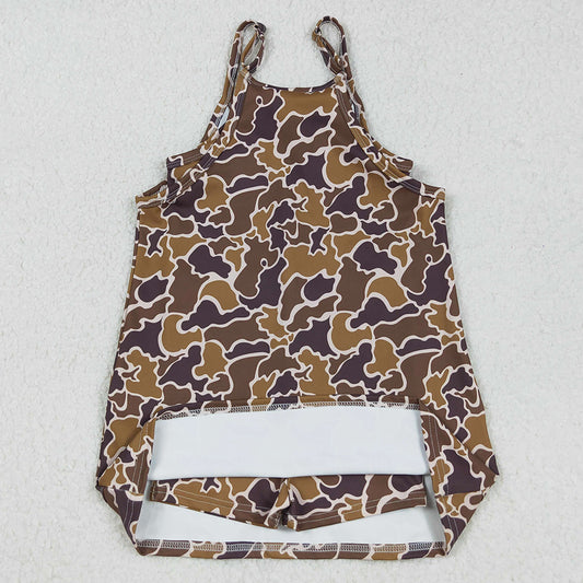 Baby Girls Dress Strap Brown Camo Pockets Yoga Active Knee Length Dresses GSD2722 9.5