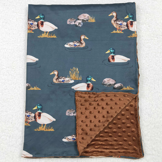 Baby Kids Children Blankets Mallard Ducks Brown Minky Blankets BL0186