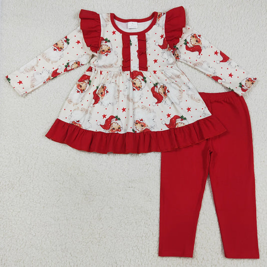 Baby Girls Clothes Christmas Santa Stars Button Tunic Legging Pants Sets GLP2558 7.19