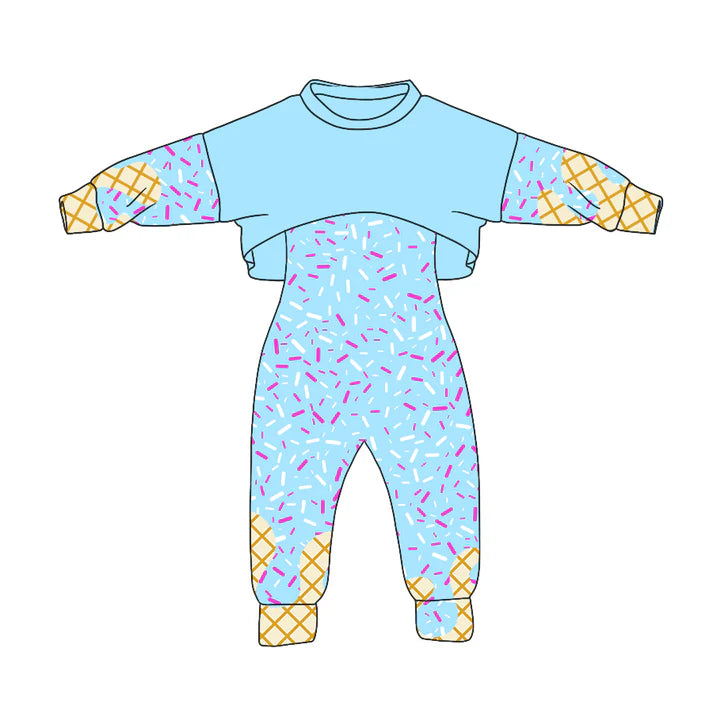 Preorder (moq 5)Baby Girls Long Sleeves Drip Shirt Top Jumpsuit 2 Piece Team Clothes Sets 8.5