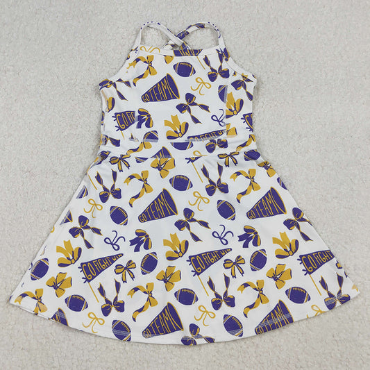 Baby Girls Dress Strap Go Team Bows Plaid Shorts Yoga Active Knee Length Dresses GSD2781 10.1