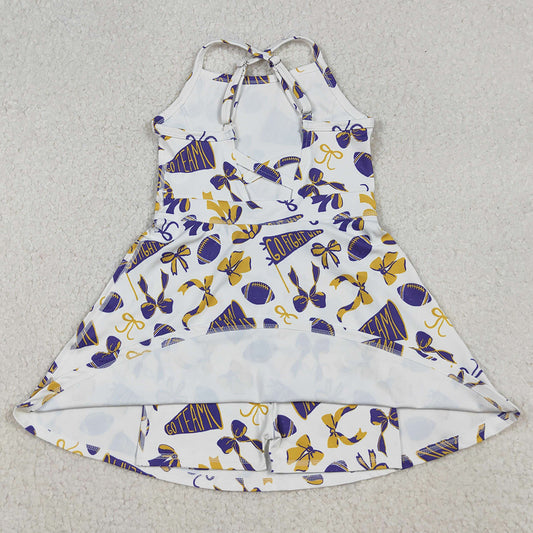 Baby Girls Dress Strap Go Team Bows Plaid Shorts Yoga Active Knee Length Dresses GSD2781 10.1