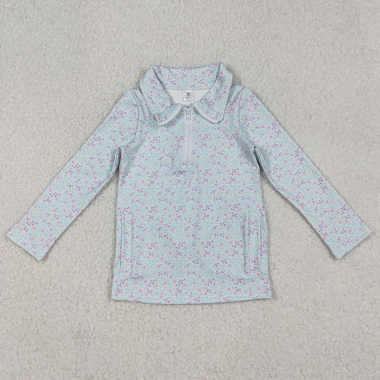 Baby Girls Clothes Small Floral Zipper Pockets Yoga Active Pullovers Top GT1182 10.1