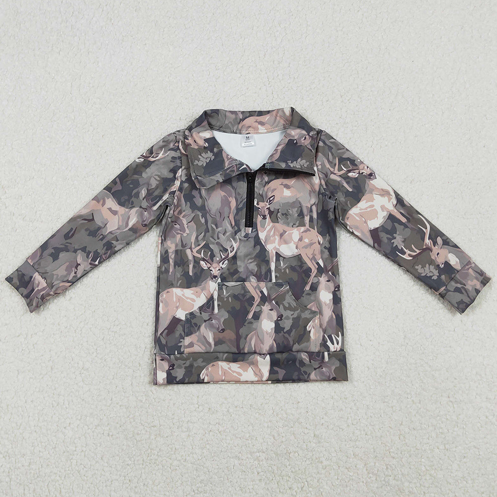 Baby Girls Clothes Deer Camo Pockets Zipper Hunting Yoga Active Pullovers Top GT1180 11.1