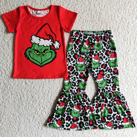 Christmas Girls Clothing Set Boutique Kids Girls Bell Bottom Outfits GSPO0162 10.22