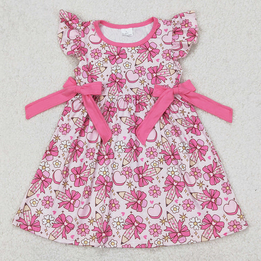 Baby Girls Dress Pencile Bow Back To School Bows Knee Length Dresses GSD1820 3.18