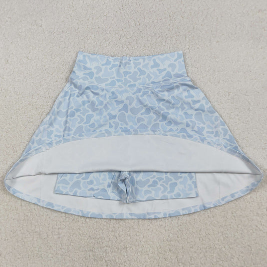 Adult Women Skirts Light Grey Camo Print Yoga Active Skirt Shorts Bottom GLK0133 10.1