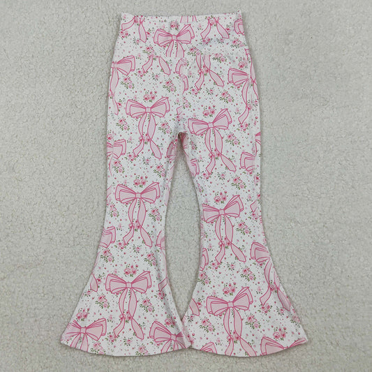 Baby Girls Pants Pink Floral Bows Bell Bottom Yoga Active Pants P0773 10.3