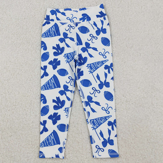 Baby Girls Pants Blue Bows Footballs Go Team Yoga Active Legging Pants P0845 10.21