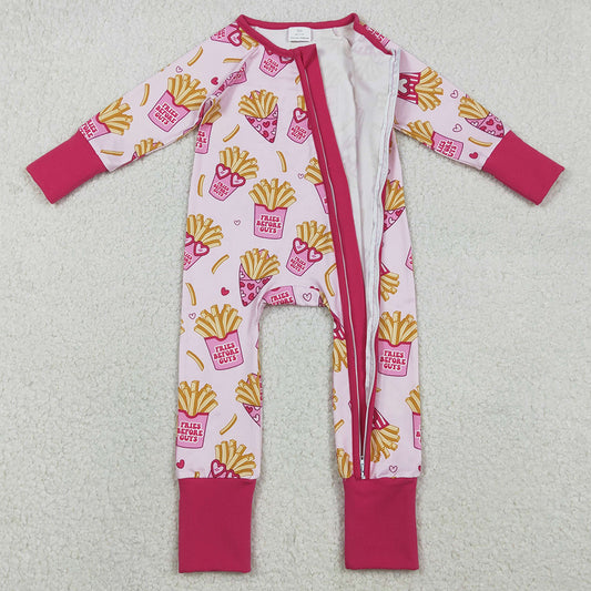 Baby Girls Rompers Hearts Chips Valentines Two Way Zip Convertible Rompers LR2843 12.5