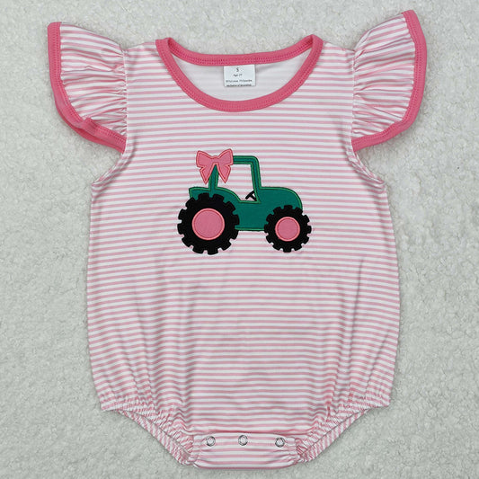 Baby Infant Girls Rompers Pink Tractor Bow Rompers SR2431 SR2432