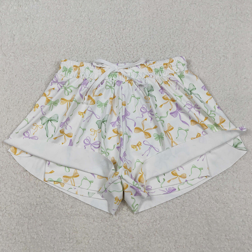 Adult Women Shorts Mardi Gras Bows Ruffle Yoga Shorts Bottoms SS0679 11.6