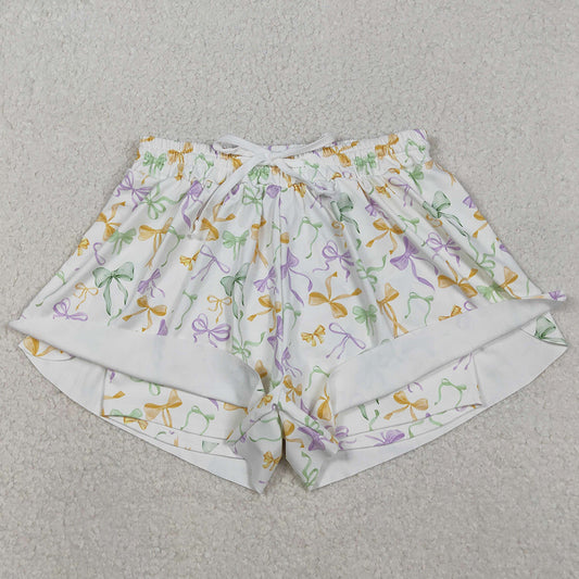 Adult Women Shorts Mardi Gras Bows Ruffle Yoga Shorts Bottoms SS0679 11.6