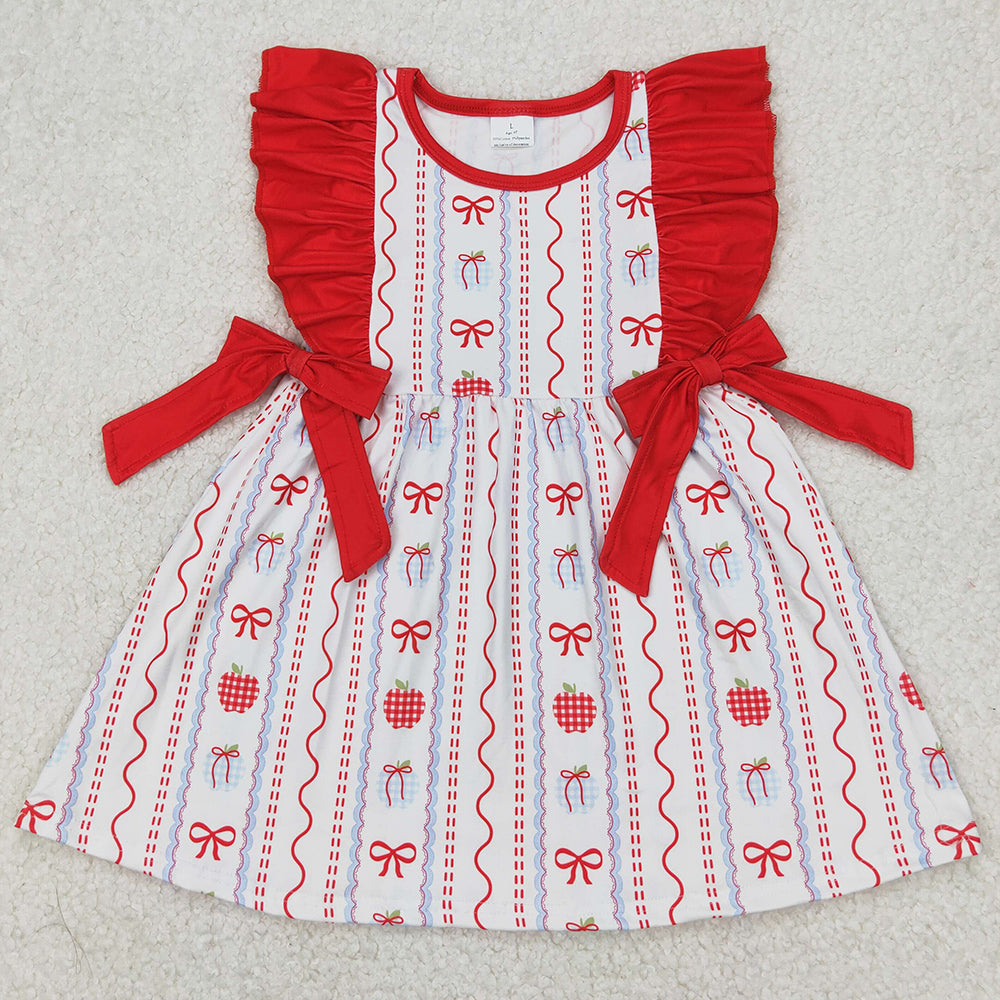 Baby Girls Dress Back To School Ruffle Sleeveless Stripe Bows Knee Length Dresses GSD2201 3.27