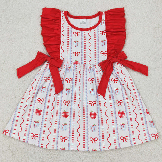 Baby Girls Dress Back To School Ruffle Sleeveless Stripe Bows Knee Length Dresses GSD2201 3.27