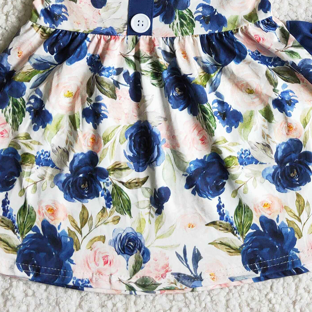 Hot Sale Baby Girls Clothes Flower Printed Summer Girls Clothing Short Sleeve Set D7-19