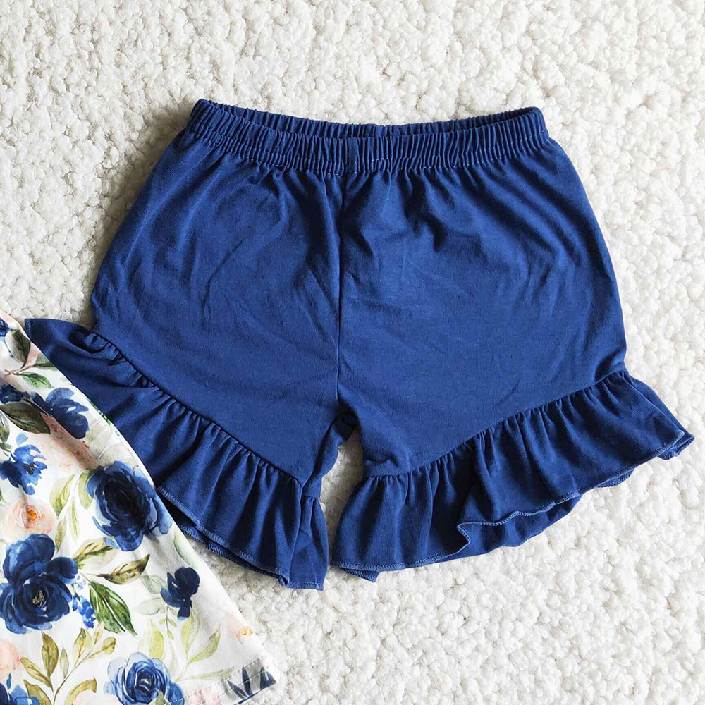Hot Sale Baby Girls Clothes Flower Printed Summer Girls Clothing Short Sleeve Set D7-19