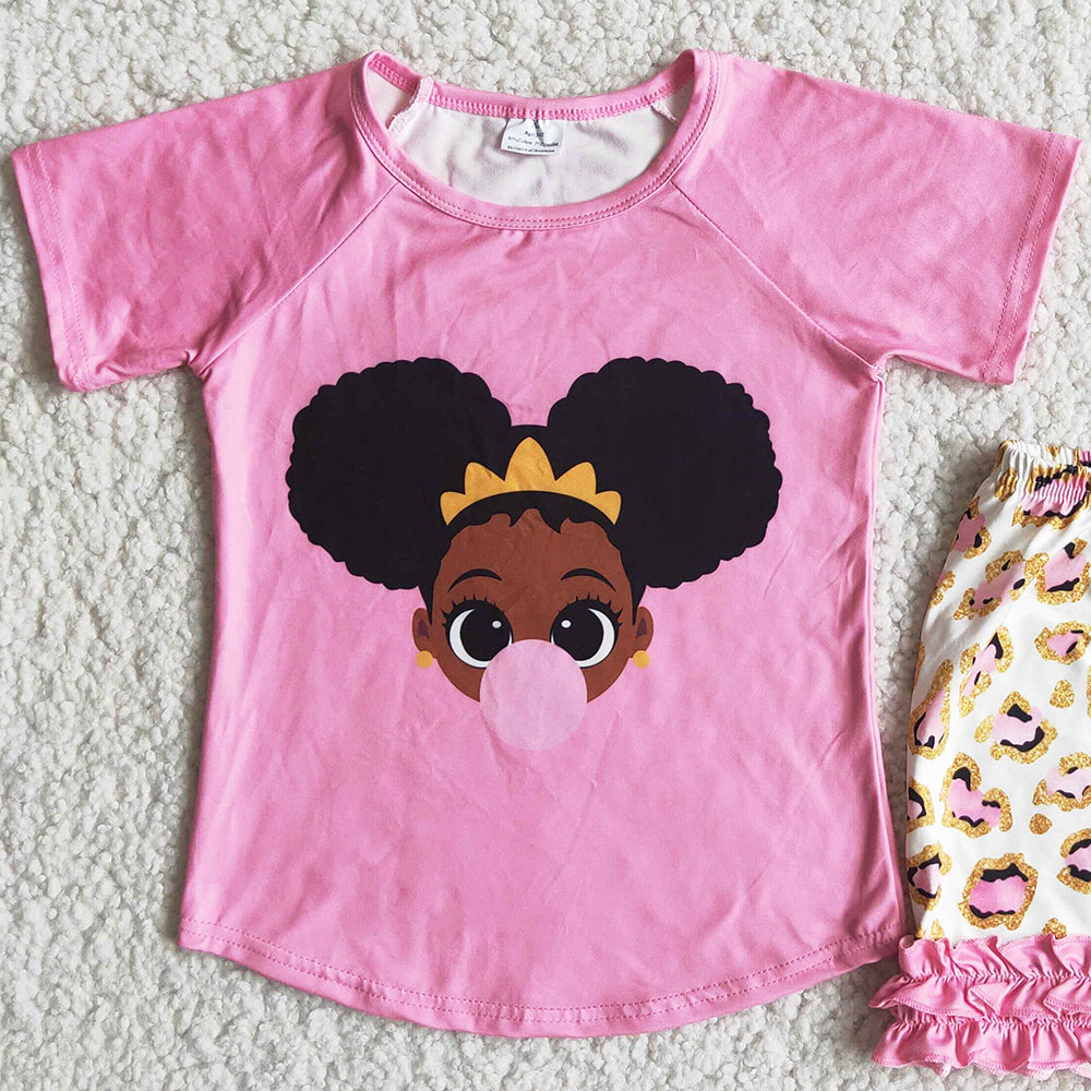 Boutique Baby Girls Clothes Toddler Outfits Short Sleeve Summer Girls Clothing Set D7-12