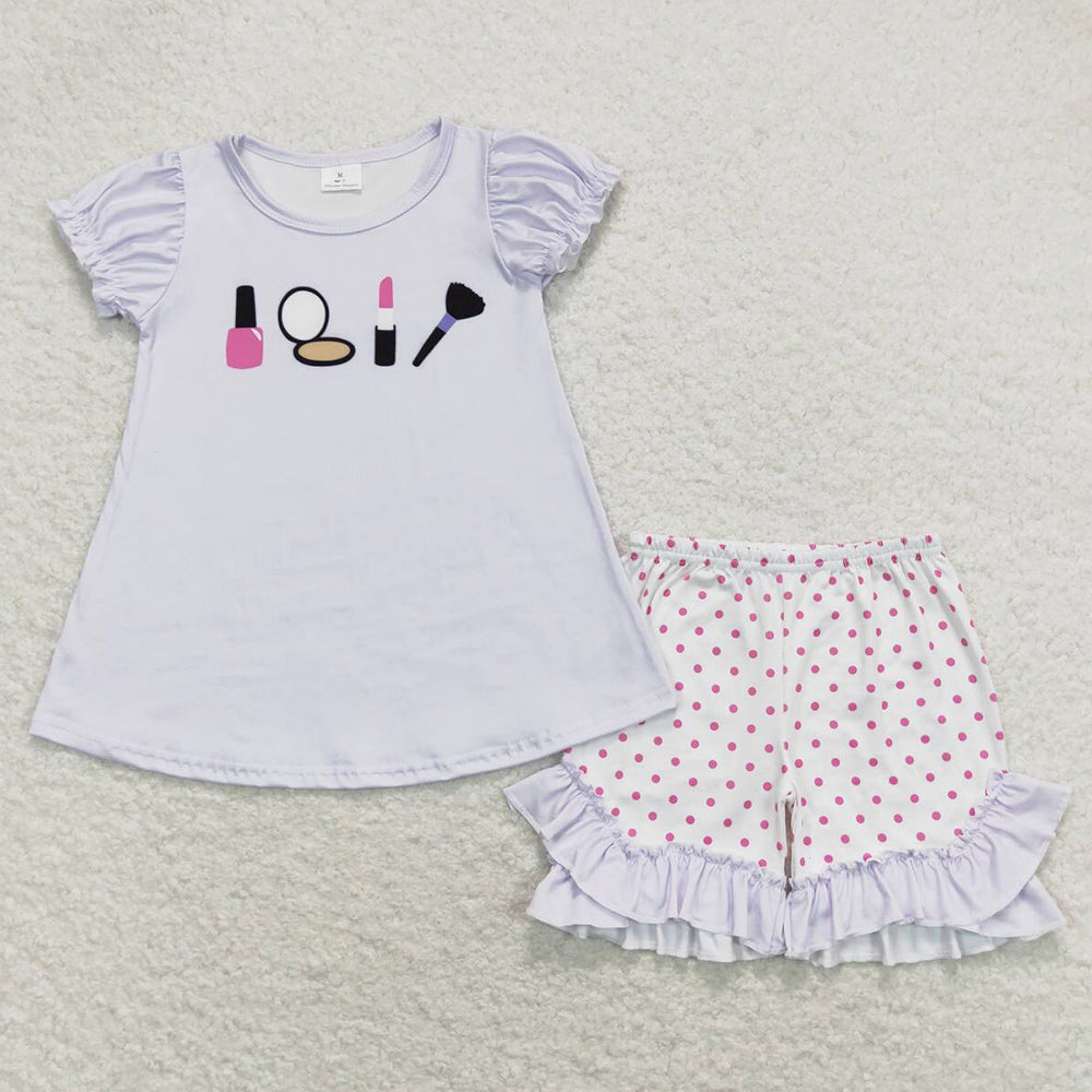 Baby Girls Clothes Lavender Mirror Tunic Top Ruffle Shorts Sets GSSO0862